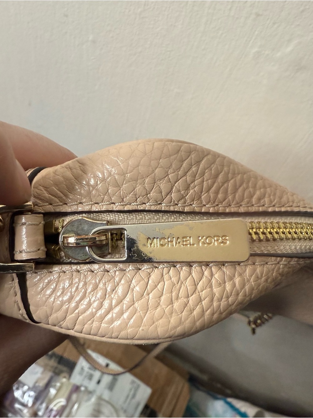Michael Kors Fulton Nude Beige Leather Crossbody Bag - Picture 5 of 7